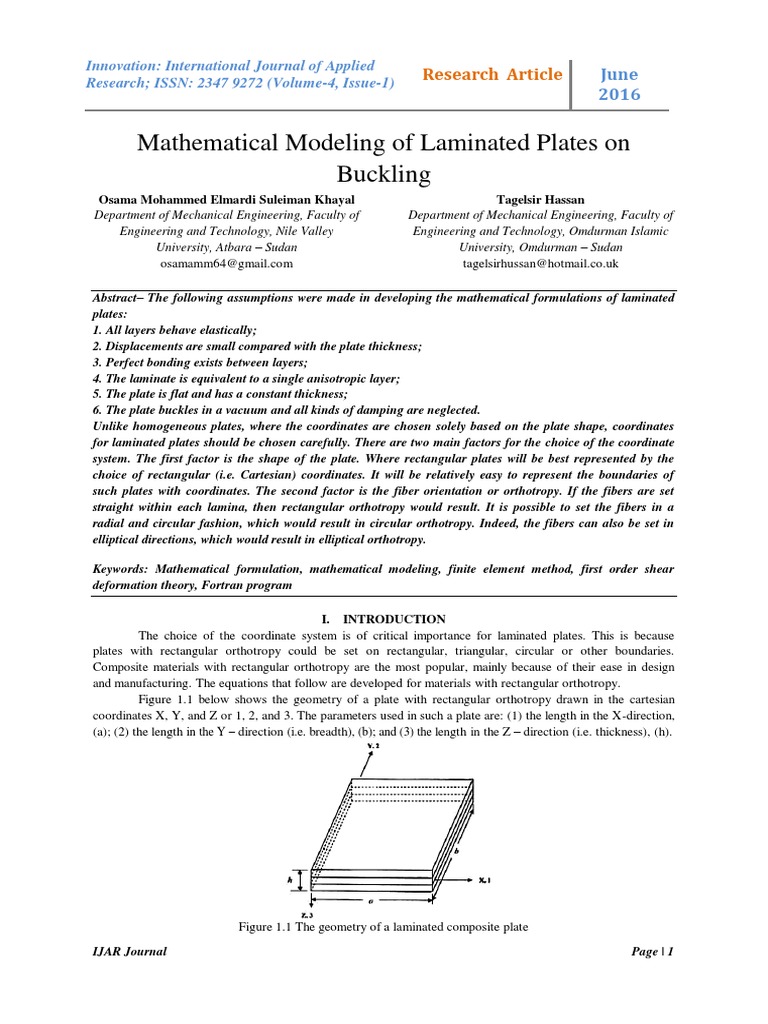 Mathematical Modeling of Laminated Plates | PDF | Deformation ...