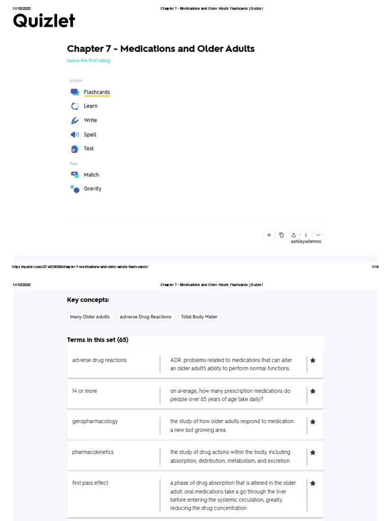 Chapter 7 Medications and Older Adults Flashcards Quizlet PDF