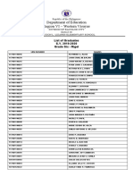 Department of Education Region VI - Western Visayas: List of Graduates S.Y. 2019-2020 Grade Six - Rigel