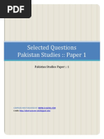 Selected Questions Pakistan Studies:: Paper 1