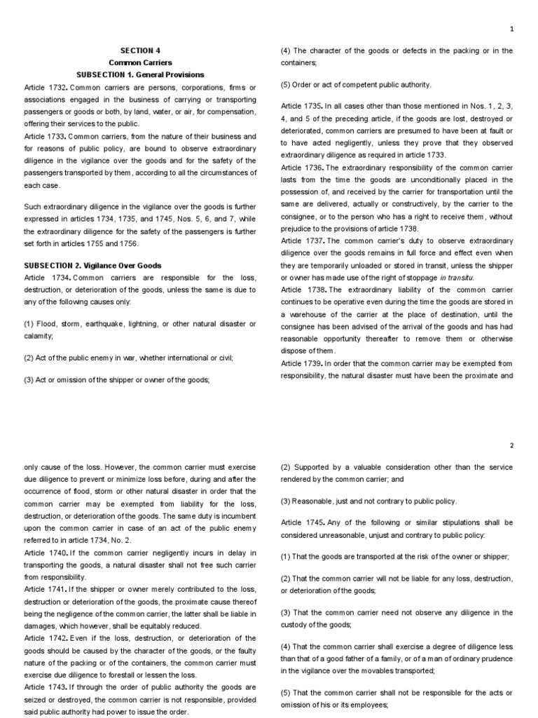 Section 4 Common Carriers SUBSECTION 1. General Provisions PDF