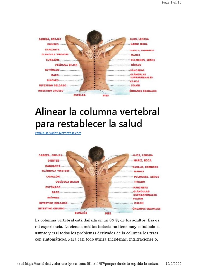 Ejercicios para Alinear la Columna Vertebral | PDF | Pie | Mano