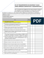 Check List Requerimientos de Seguridad Y Salud Ocupacional Empresas Contratistas Y Subcontratistas