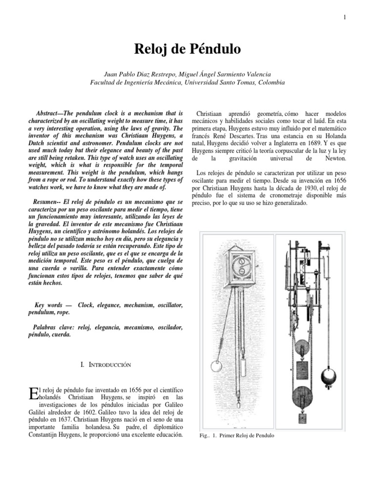Funcionamiento del Reloj de Péndulo | PDF | Reloj | Péndulo