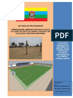Estudio de Pre Inversión "Creación Del Servicio Deportivo en El A.H Juan Velasco Alvarado, Distrito de Catacaos, Provincia de Piura"