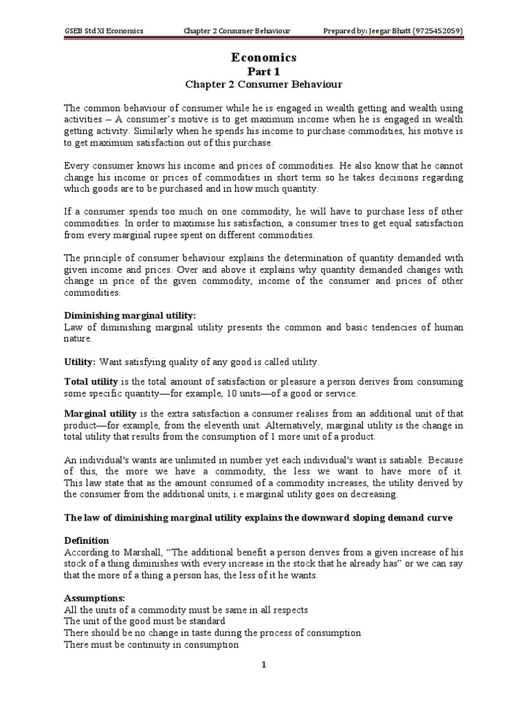 Consumer Behavior and Utility Theory | PDF | Utility | Marginal Utility