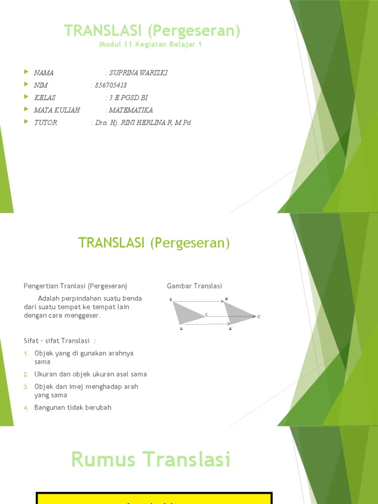Pengertian dan Sifat Translasi Matematika | PDF | Seni & Disiplin ...