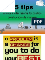 15 Tips: To Write A Killer Resume For Position: Construction Site Manager