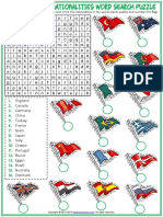 Countries and Nationalities Vocabulary Esl Word Search Puzzle Worksheet For Kids PDF