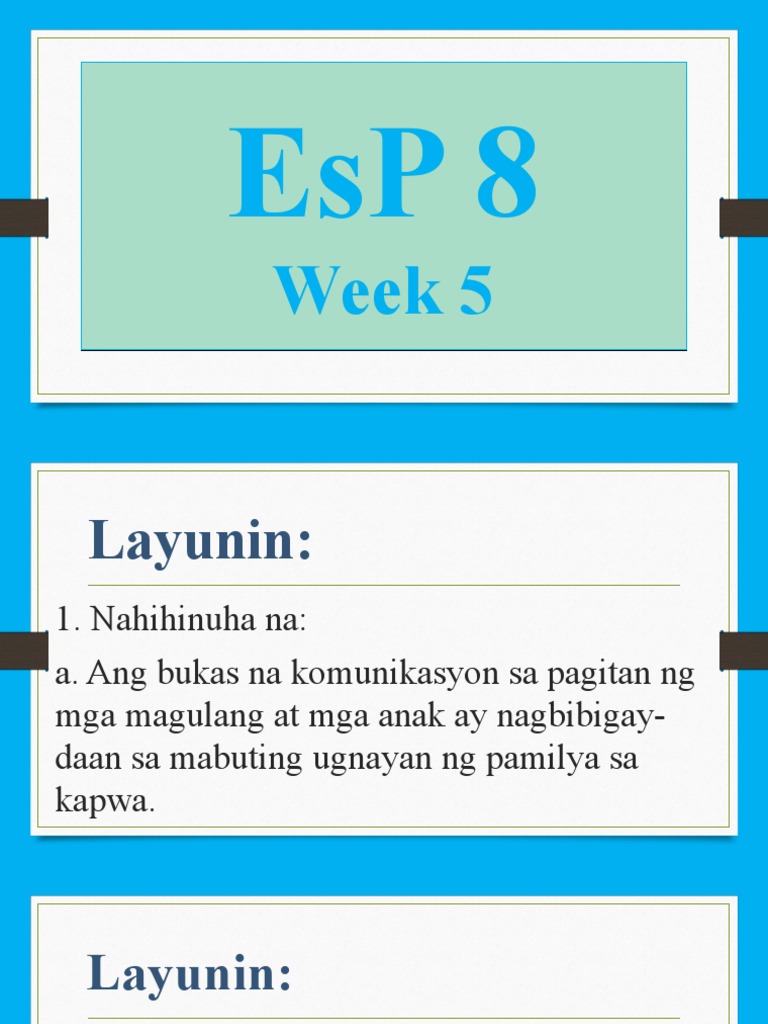 EsP 8 WEEK 6 | PDF