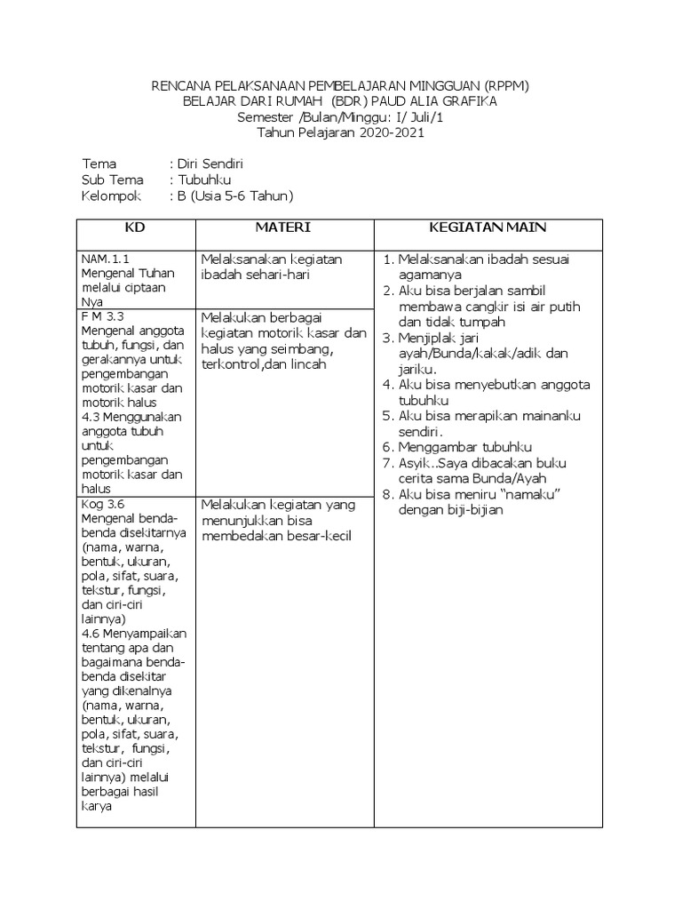 Rppm Bdr Kelompok Paud B Pdf