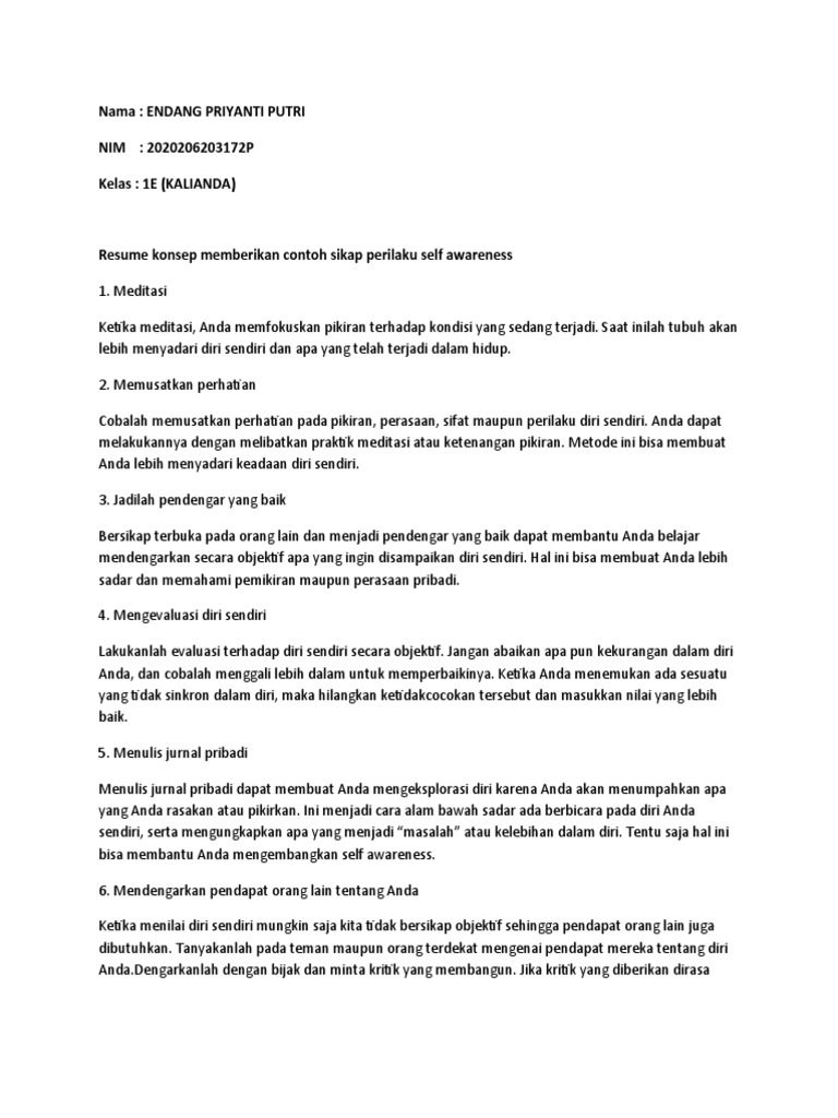 Resume Cara Membangun Self-Awareness | PDF