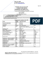 World/Gmp Grade Isopropyl Alcohol, 99%: Certificate of Analysis