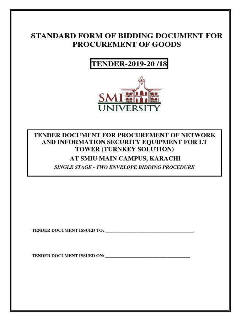 Standard Form of Bidding Document For Procurement of Goods | PDF ...