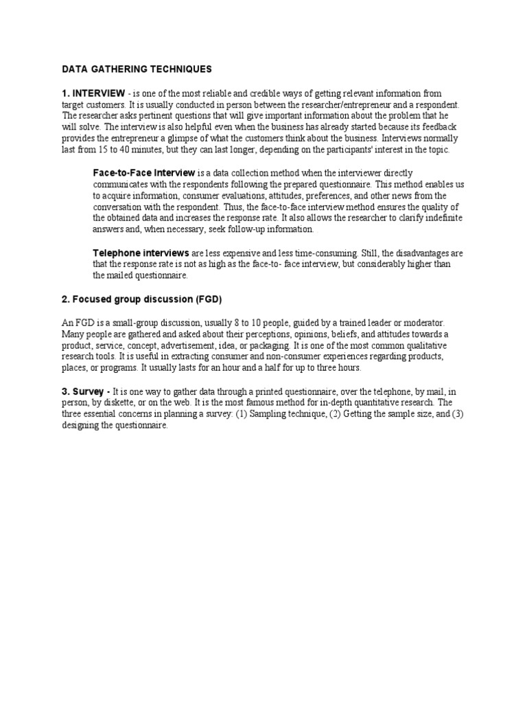 Data Gathering Techniques | PDF