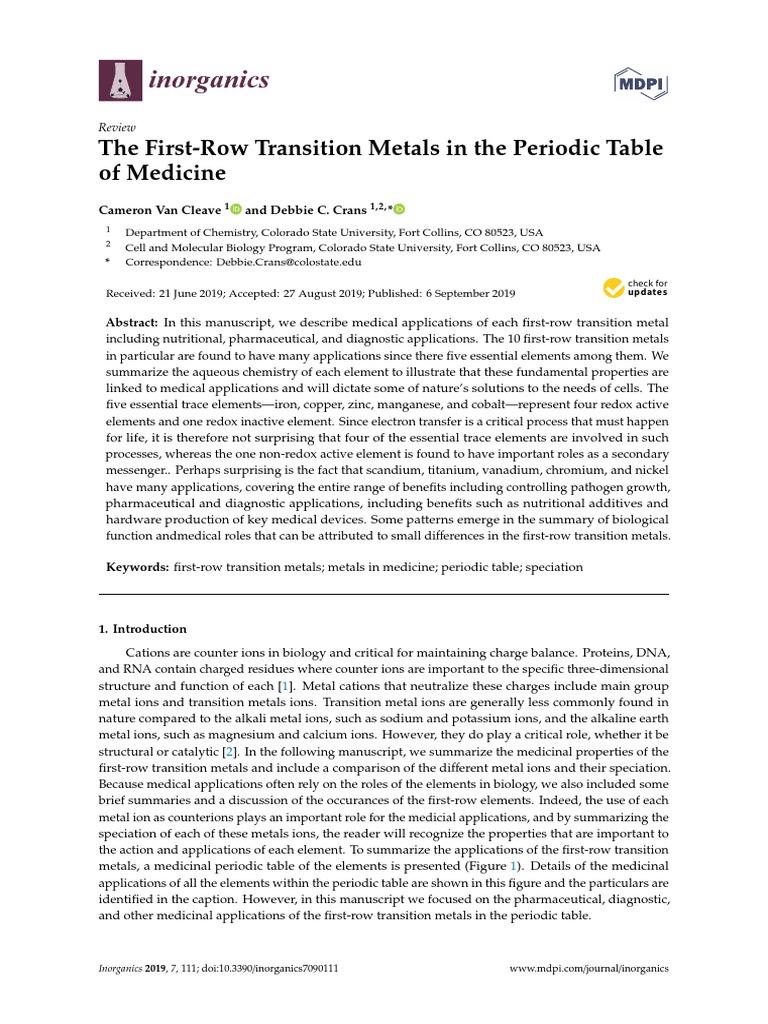 The First-Row Transition Metals in The Periodic Ta | PDF | Transition ...