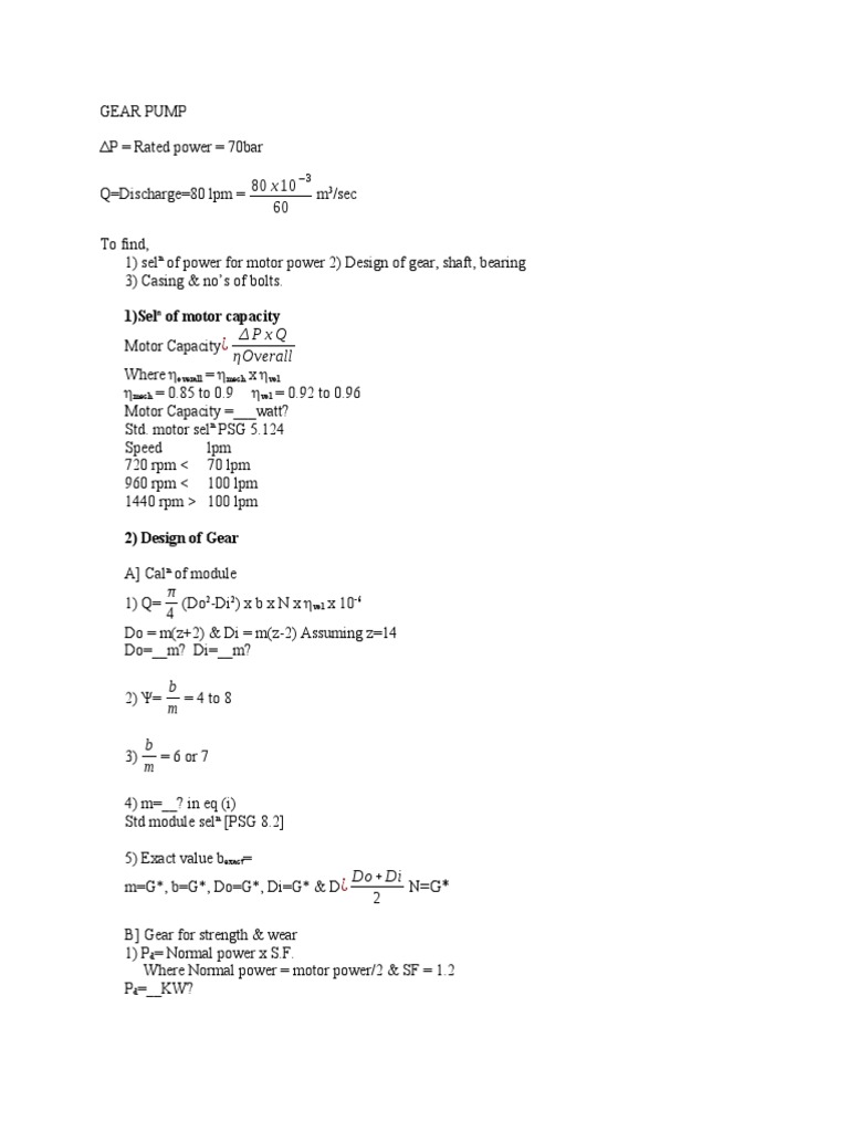 Gear Pump Design Calculations Guide | PDF | Mechanical Engineering ...