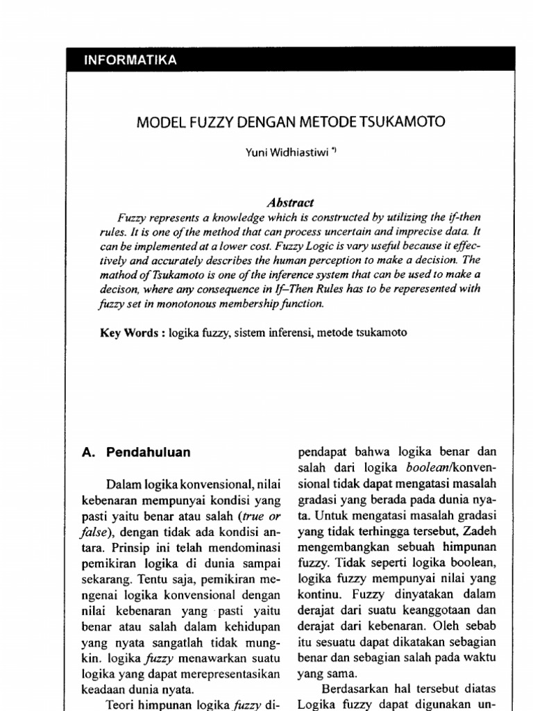 Model Fuzzy Metode Tsukamoto | PDF