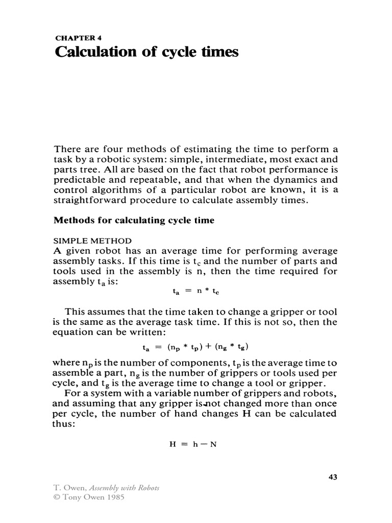 Calculation of Cycle Times: Methods For Calculating Cycle Time | PDF ...