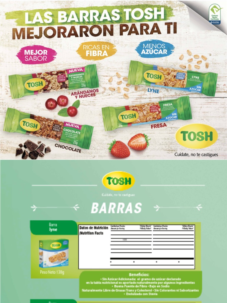 Barras Nutricionales Sin Azúcar Tosh | PDF | gordo | Dieta, image size:768x1024