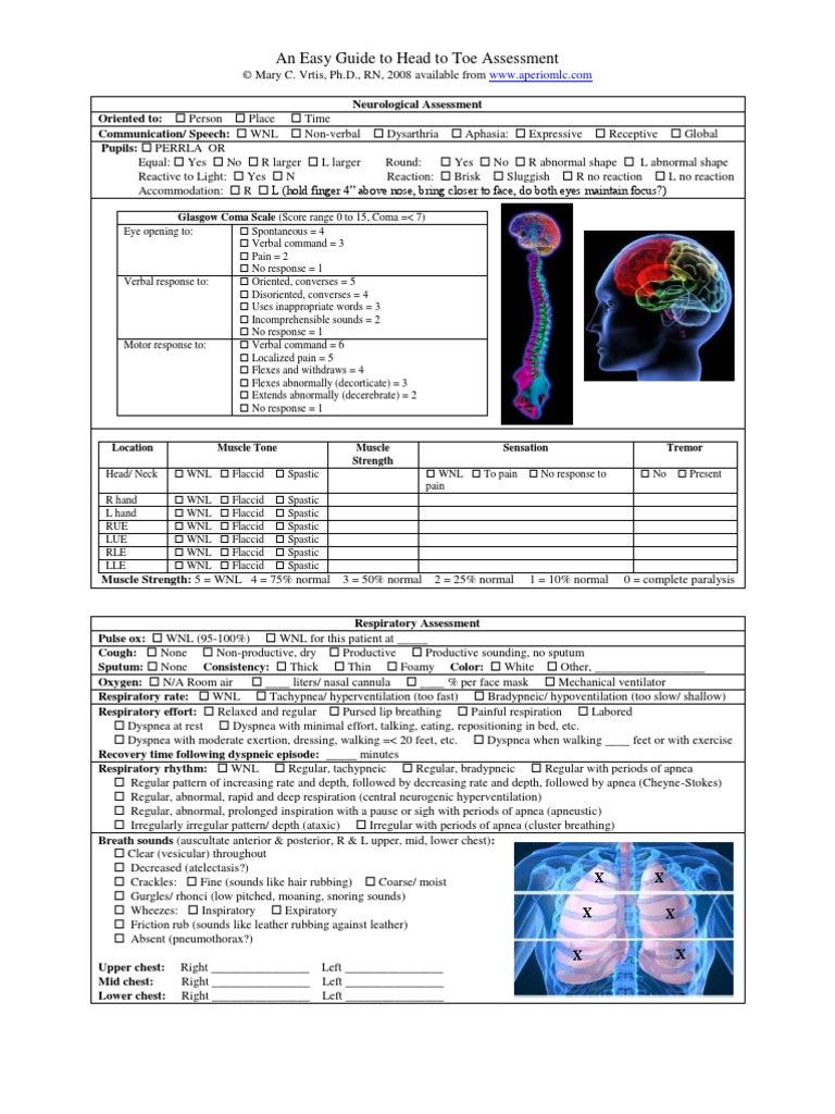 easy guide to head to toe assessment