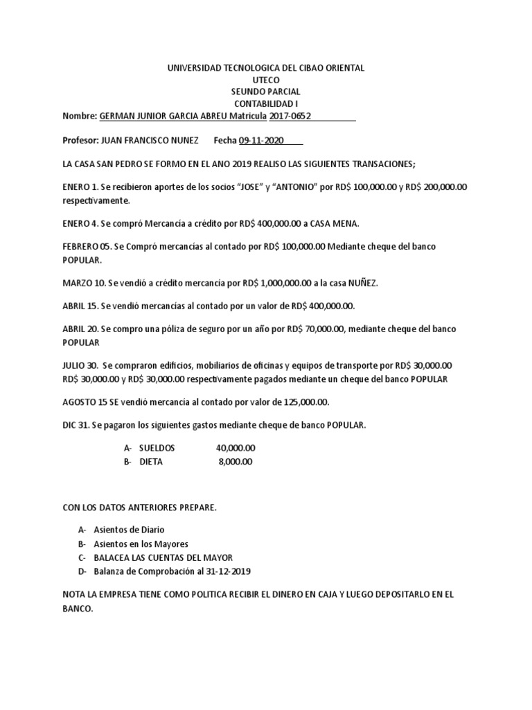 Segundo Parcial Contabilidad I Pdf