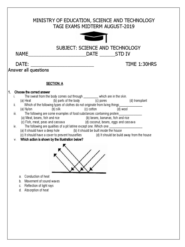 Ministry of Education, Science and Technology Tagi Exams Midterm August