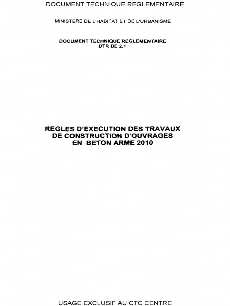 Document Technique Réglementaire CTC | PDF