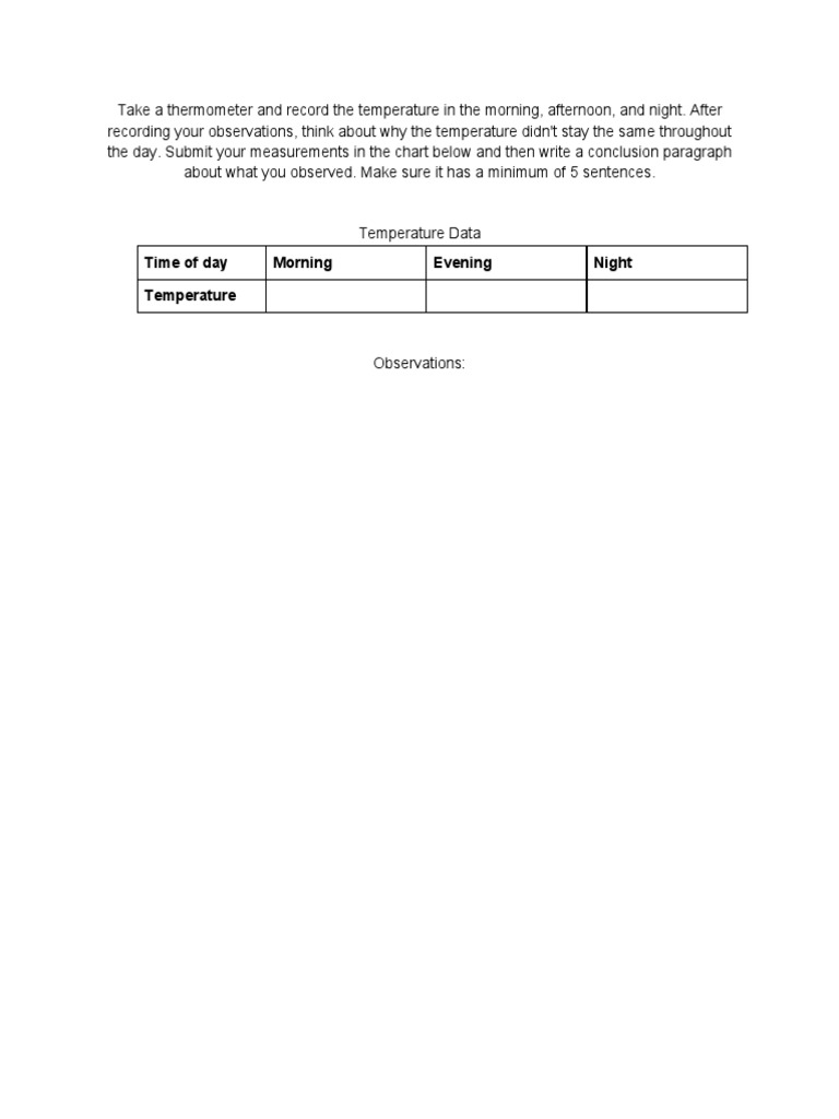 Daily Temperature Observation Guide | PDF