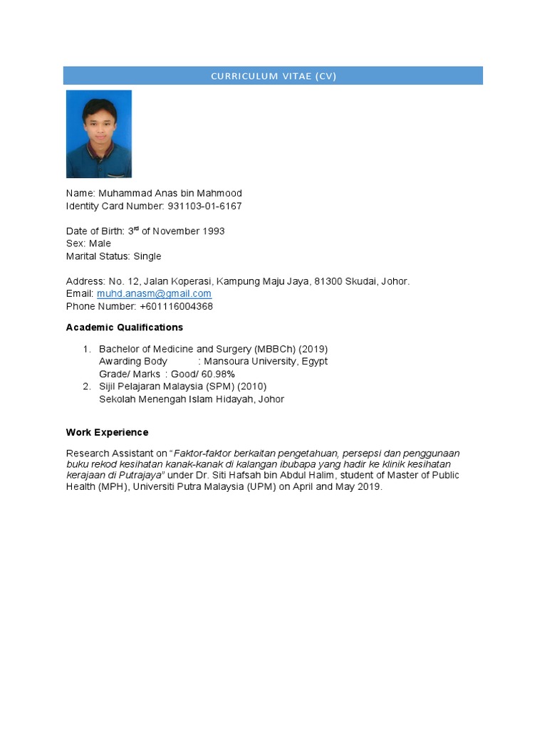 Cv Anas Mahmood Pdf