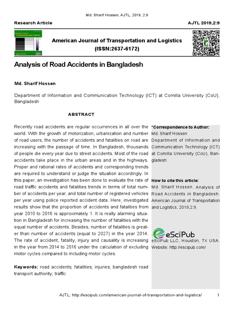Analysis of Road Accidents in Bangladesh PDF | PDF | Traffic Collision ...