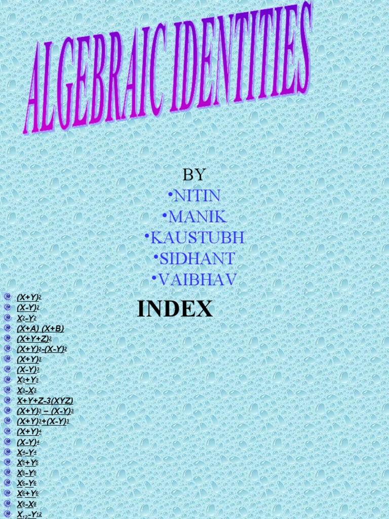 Algebraic Identities Guide | PDF | Discrete Mathematics | Arithmetic