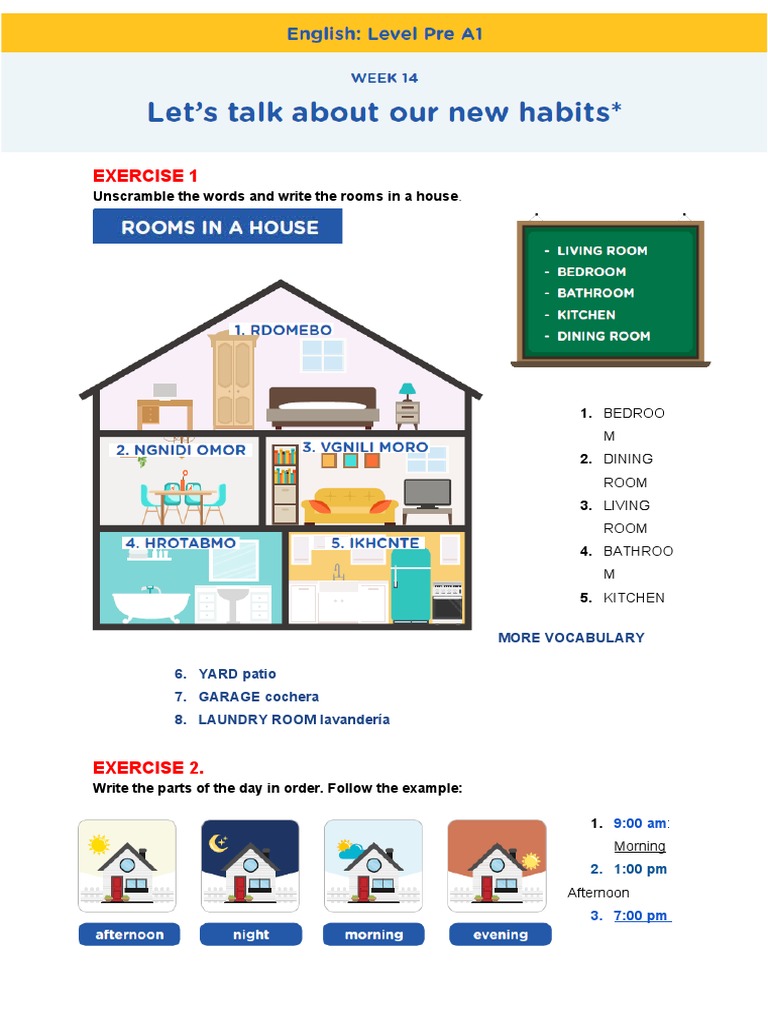 Exercise 1 unscramble the words and write the rooms in a house pdf