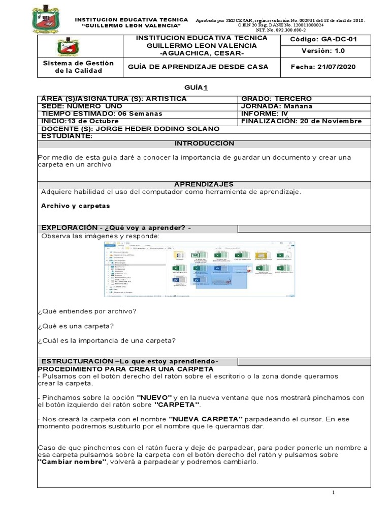 Guia de Informatica 3 Cuarto Periodo | PDF | Informática | Aprendizaje