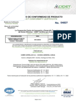 Certificado de conformidad de conductores eléctricos General Cable