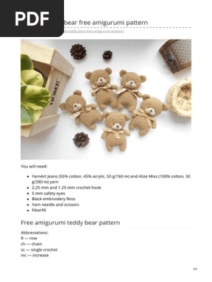 Teddy Bear amigurumi patrón