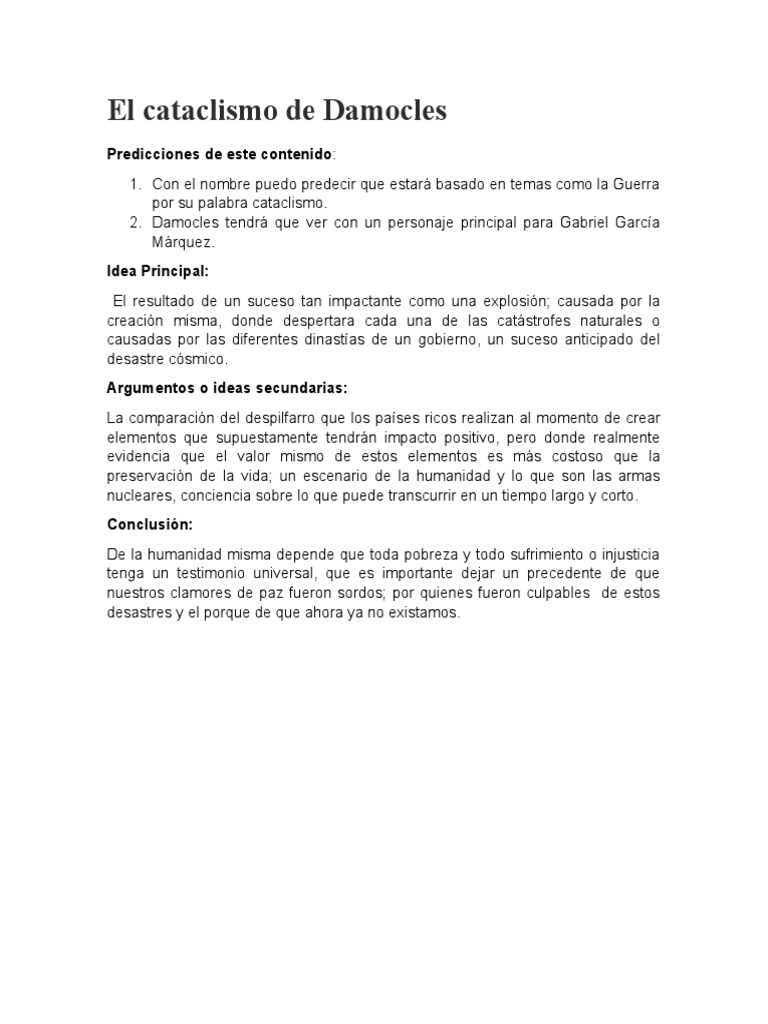 El Cataclismo de Damocles PDF