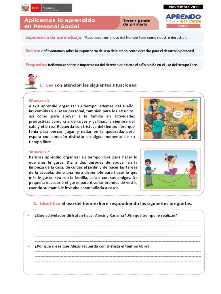 Ficha 1 Sesion 1 Exp 1 Personal Social Tercer Grado - Sem 31 | PDF ...
