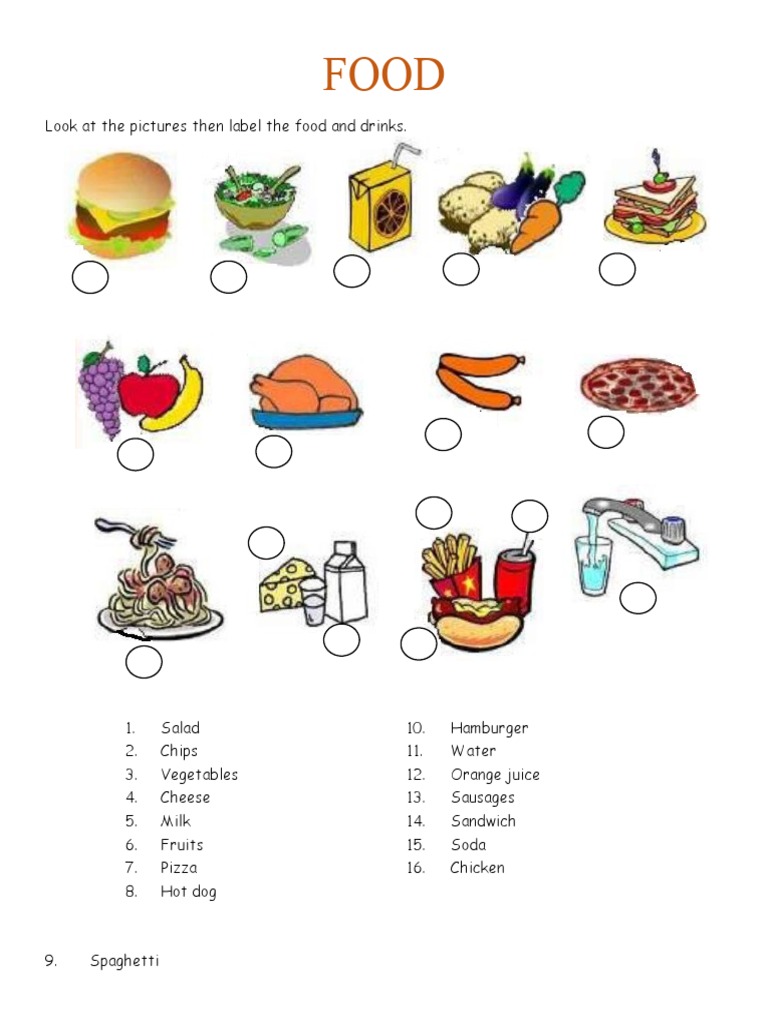 Look at The Pictures Then Label The Food and Drinks | PDF | Cooking ...
