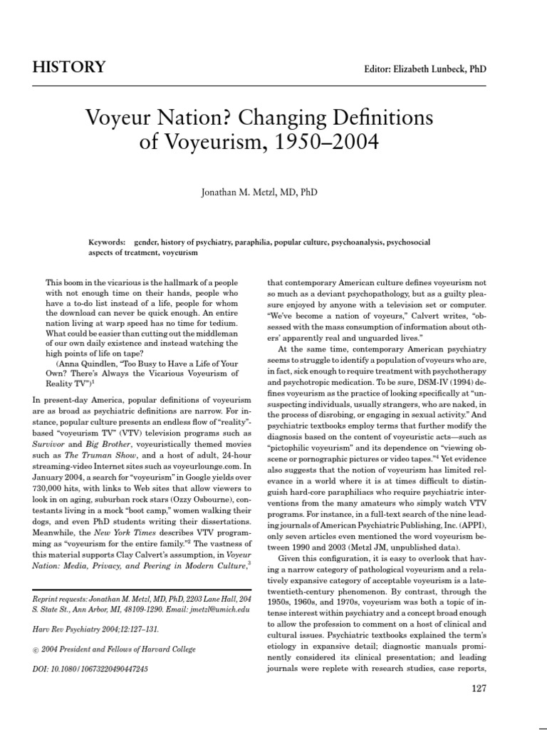 Voyeur Nation? Changing Definitions of Voyeurism, 1950-2004 PDF Psychiatry Diagnostic And Statistical Manual Of Mental Disorders