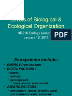Lecture # 2 Levels of Biological &amp; Ecological Organization