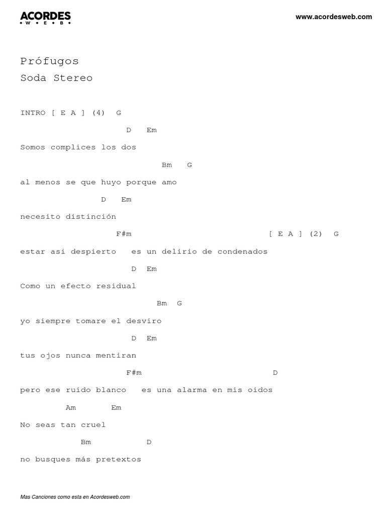 Bpm And Key For Prófugos By Soda Stereo – LNJE