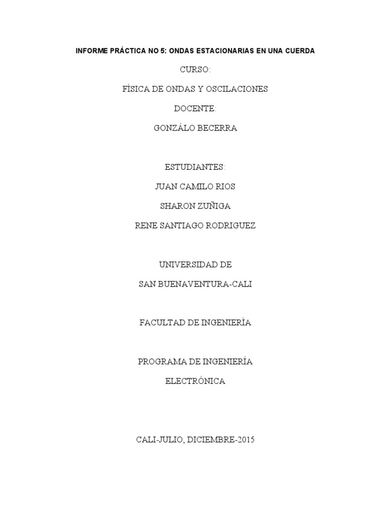 Informe Práctica No 5 | PDF | Olas | Frecuencia
