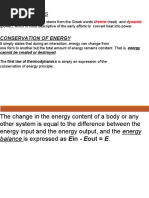 Thermodynamics: Conservation of Energy