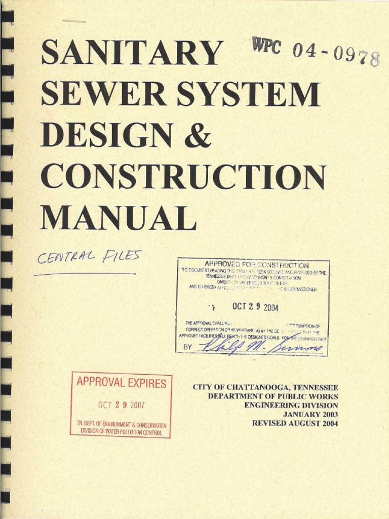 Sanitary Sewer System Design and Construction Manual PDF | PDF ...