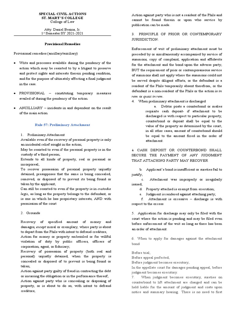 Provisional Remedies (CASES) PDF Garnishment Lawsuit