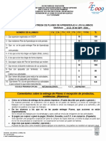 Seguimiento A Entrega de Planes Aprendizaje Alumnos. 6 Grupos.