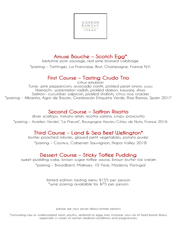 Limited Edition Tasting Menu Overview | PDF | Cooking, Food & Wine