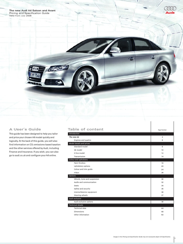 Audi A4 Avant (B8) technical specifications and fuel consumption —