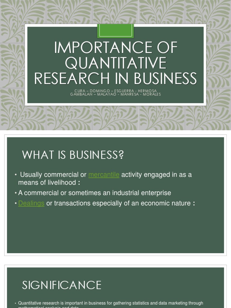 importance of quantitative research in business and accounting